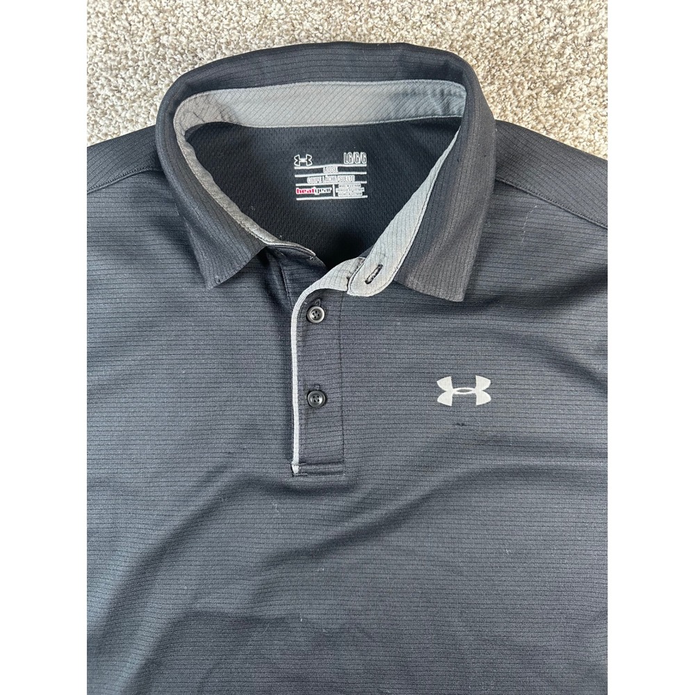 Under Armour Mens HeatGear Loose Fit Polo Shirt Black Grey Large LG G G